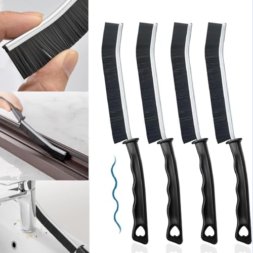 4 Pack Multi-Purpose Thin Cleaning Brush -Deep Reach Gap Cleaning Tool for Household Use, Versatile, Durable, Thin Brush to Clean Tight Spaces, Black