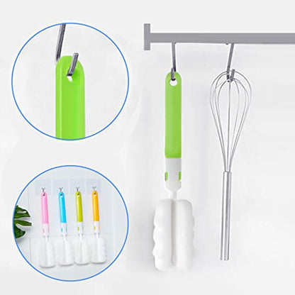 Bottle Brush Sponge Cup Brush Set with 4 Replacement Brush Head Portable Long Handle Water Bottle Cleaner Brush, for Baby Bottles Vacuum Flasks (4 Brushes + 4 Heads) - color: Brush 4pcs+4 Head