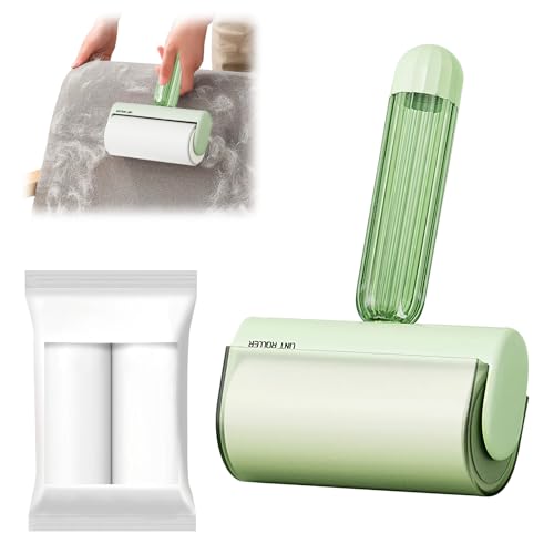 Upgrade Large Lint Roller with Refills for Pet Hair Removal Extra Sticky Surface Lint Roller with Cover for Clothes Couch Furniture (Green, Width:10cm) - color: Green, size: Width:10cm