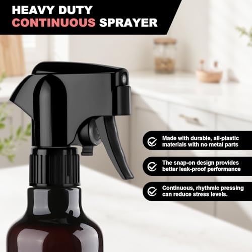 Plastic Spray Bottles 12oz Mist Spraying Bottle Continuous Mister Spray Bottle Heavy Duty Empty Water Spray Bottles for Hair, Cleaning Solutions, Plants，Essential Oils 2 Pack (Brown-2pcs) - color: Brown-2pcs