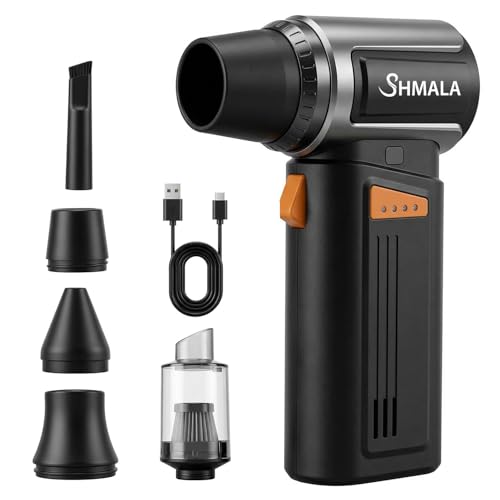 150000RPM 2-in-1 Electric Air Duster & Mini Vacuum, Cordless Compressed Air Blower with 4-Speed MAX Turbo, Type-C Fast Charging, 4 Nozzles for PC Keyboard Car Home Cleaning