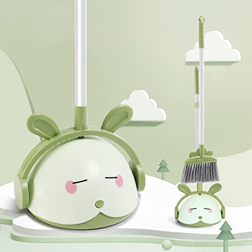 Midoneat Kids Cleaning Toy Set, Mini Child Broom, Mop and Dustpan, Little Housekeeping Helper Set ,Pretend Home Cleaning Play Set for Toddler Height 75-115cm,6pcs (Green) - color: Green