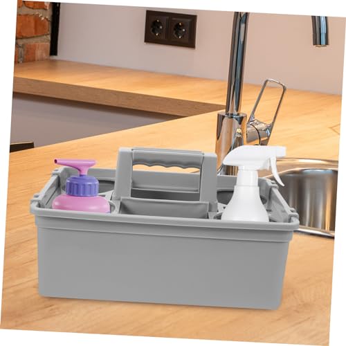 KOMBIUDA Cleaning Supplies Organizer Basket Handle Lightweight Storage for Home Office and Hotel Use Multipurpose Compartmentalized Plastic Basket for Easy Access to Cleaning Sundries