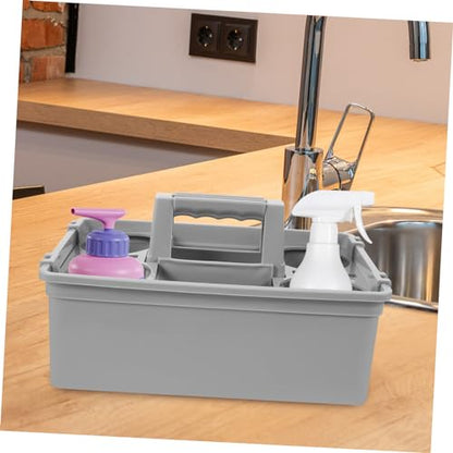 KOMBIUDA Cleaning Supplies Organizer Basket Handle Lightweight Storage for Home Office and Hotel Use Multipurpose Compartmentalized Plastic Basket for Easy Access to Cleaning Sundries