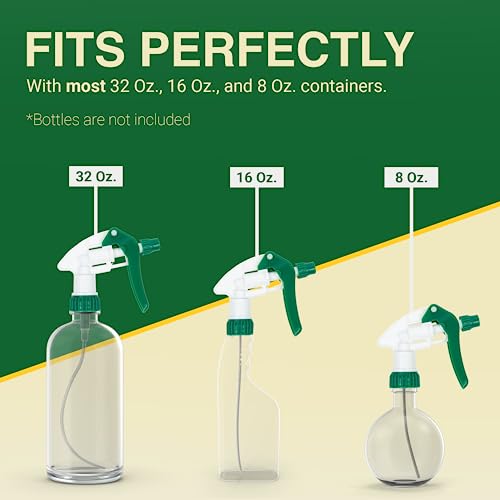 Heluva Green Spray Bottle Nozzle Replacement, Bottle Tops Only - Sprayer Nozzle Triggers for Heavy Duty, Commercial, Home Cleaning Solutions - Fits 8,16,24,32 oz Plastic & Glass Bottles, Green 13 pack - color: Green, size: 13 Pack