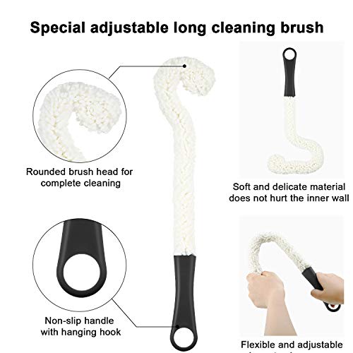 Boao 3 Pcs Decanter Cleaning Brush Wine Glass Decanter Flexible Bottle Brush Set with Cleaning Beads Household Tools for Bottle Goblets Glasses Cups(Black) - color: Black