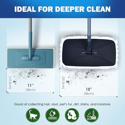 Matthew Microfiber Mop Refills Compatible with Hardwood Floor 'N More, Mop Head Replacement Reusable for Large Surface Compatible with ShMop and All 15 * 8” Flat Mops – 6Pcs Microfiber Mop Pads - size: 6 Pcs Refills