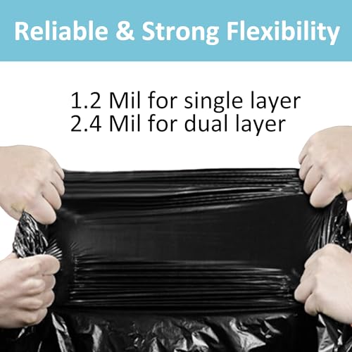 33 Gallon Trash Bags 120 Count 1.2 Mil Compatible with Brute 32 Gallon Can | with 4 Innovative Flap Ties Heavy Duty for 30 32 33 Gallon Round Trash Can Tear & Leak Resistant - size: 120 Count (Pack of 1)