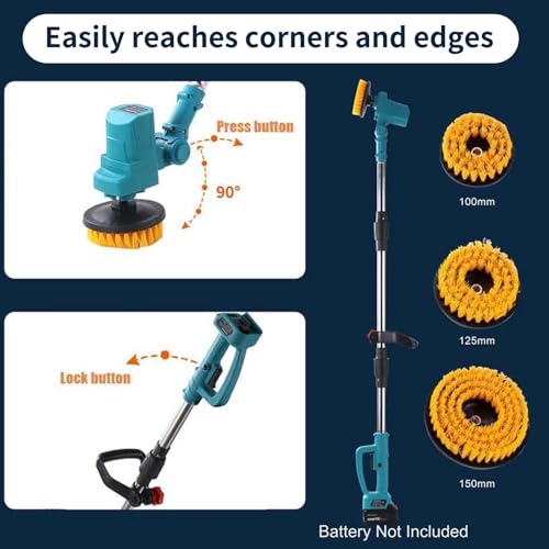 Electric Spin Scrubber Extra Long Foldable Compatible with Makita 18V Battery(Tool Only),Cordless Rechargeable Spin Scrubber,1800RPM Cordless Cleaning Brush for Bath/Tub/Tile/Floor