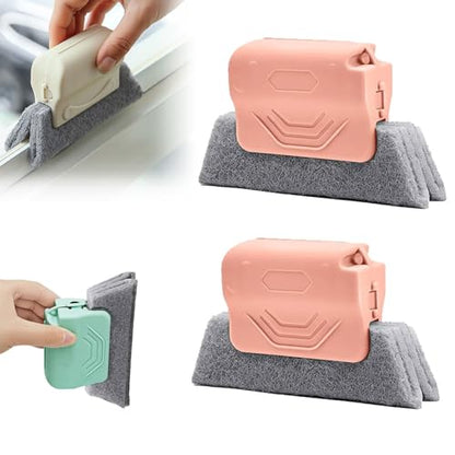 Magic Window Track Cleaner, 2026 New Window Groove Cleaning Brush Tools Set, Hand-held Window Track Cleaner Brushes Tools Set for Window lides Gaps Tile Lines Shutter Car Vents (Pink 2pcs) - color: Pink 2pcs