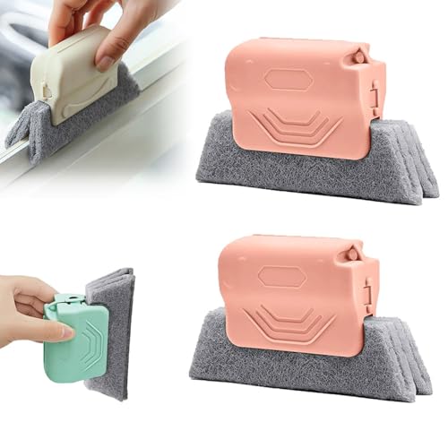 Magic Window Track Cleaner, 2026 New Window Groove Cleaning Brush Tools Set, Hand-held Window Track Cleaner Brushes Tools Set for Window lides Gaps Tile Lines Shutter Car Vents (Pink 2pcs) - color: Pink 2pcs