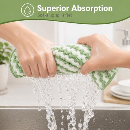 10 Pack Mircofiber Dish Cloths, Upgrade Kitchen Dish Rags, Reusable Cleaning Cloths, Kitchen Washcloths Towels, Lint Free/Absorbent/Nonstick Oil Kitchen Rags, 10''x10'' (Green) - color: Green, size: NEW 10 x 10 Inch - 10PCS