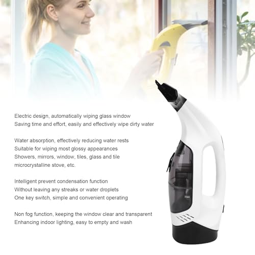ZJchao Cordless Window Vacuum Squeegee, Electric Window Cleaner Rechargeable Automatic Glass Wiper with 2200mAh Battery for Shower Mirror Tile Glass (US Plug 100-240V)