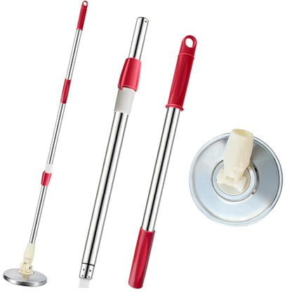 Spin Mop Replacement Handle 360 Degree Spin Mop Pole Handle Replacement Rotating Telescopic Stick for Mop Head, Ideal for Home and Household Cleaning - color: Red, style: Stainless Steel Disc