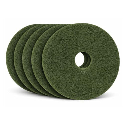 Virginia Abrasives Green Floor Maintenance Pads, Heavy Duty Non-Woven Scrub Pads for Floor Scrubber Machine & Orbital Machines, Deep Cleaning & Light Stripping for Heavily Soiled Floors, 13" - 5 Pack - size: 13 inches