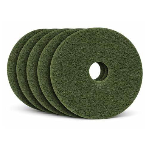 Virginia Abrasives Green Floor Maintenance Pads, Heavy Duty Non-Woven Scrub Pads for Floor Scrubber Machine & Orbital Machines, Deep Cleaning & Light Stripping for Heavily Soiled Floors, 13" - 5 Pack - size: 13 inches