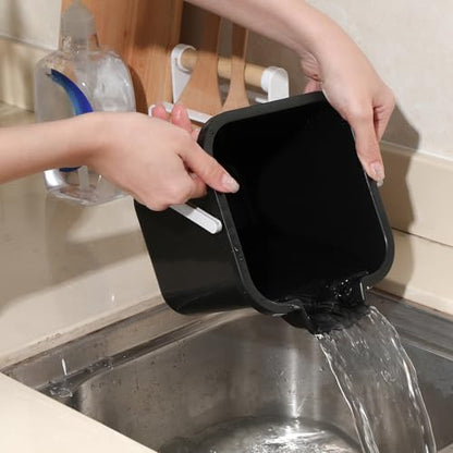 Vesici 6 Sets 3 Quart Cleaning Bucket with Microfiber Cleaning Cloths Small Sanitizing Square Bucket Detergent Plastic Utility Pail with Handle for Household Restaurant Office School Use (Black) - color: Black