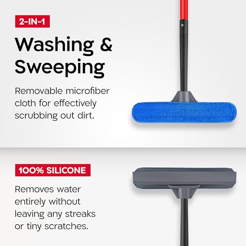 Tyroler Professional Window Squeegee for Home, 12"-80" Long Squeegee for Window Cleaning, 2-in-1 Window Cleaning Squeegee Kit, Indoor & Outdoor Window Cleaner Tool for High Windows & Glass - size: 12''-80''