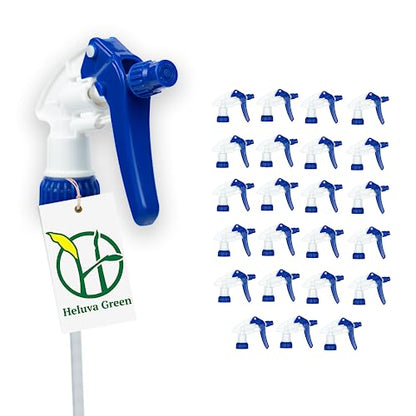 Heluva Green Spray Bottle Nozzle Replacement, Bottle Tops Only - Sprayer Nozzle Triggers for Heavy Duty, Commercial, Home Cleaning Solutions - Fits 8,16,24,32 oz Plastic & Glass Bottles, Blue, 24 pack - color: Blue, size: 24 Pack