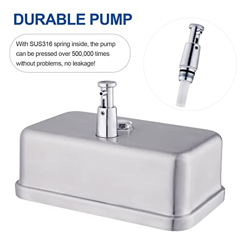 Commercial Wall Mount Stainless Steel Soap Dispenser, Rust-Proof Lining Liquid Hand Sanitizer Dispenser Bathroom 1100 ml / 37 oz. (Horizontal) - size: Horizontal