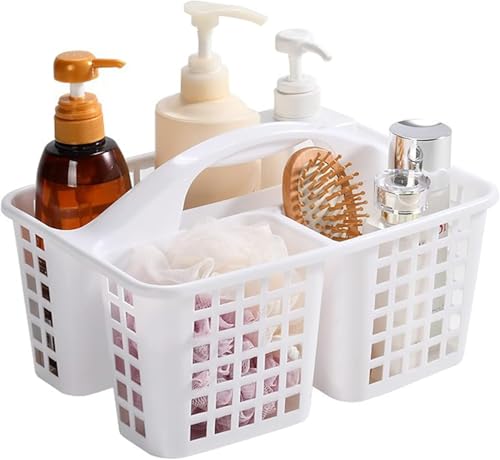 Portable Shower Caddy Basket,Convenient Cleaning Supplies Organizer with Compartments and Handle,Ideal for Bathroom, Bedroom, Kitchen, College Dorm,Garden,etc.12.4" x 7.4" x 5.1"white - color: white