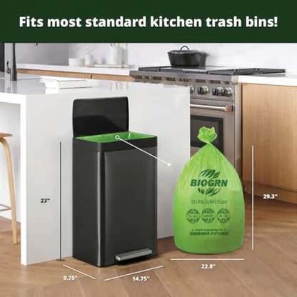 10-13 Gallon Compostable Trash Bags with Flat-Top 50 Bags Thick 0.87 Mil Leakproof Plant-based Tall Kitchen Wet Food Scrap Waste, ASTM D6400, US BPI and OK Compost Home Certified - color: 13 Gal, Flat Top Bags, 50 Count