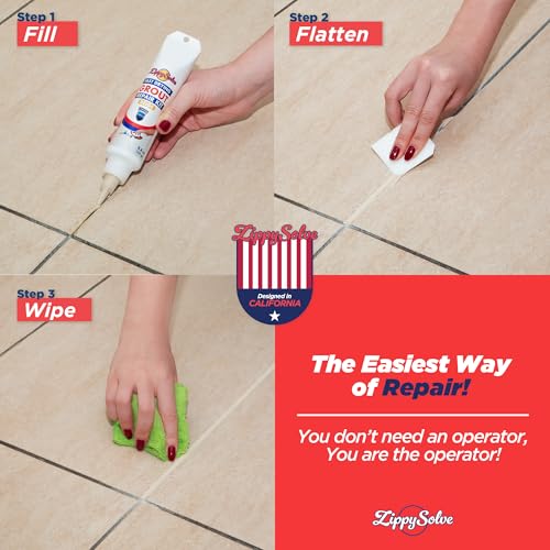 ZippySolve Tile Grout, Repair Kit, 2 Pack Grout Filler, Restore & Renew Tile Joints Line, Fast Drying Tile Grout Paint Squeeze Tube for Bathroom Shower Kitchen Floor, Waterproof (17.6 oz, Beige) - style: 2xBeige