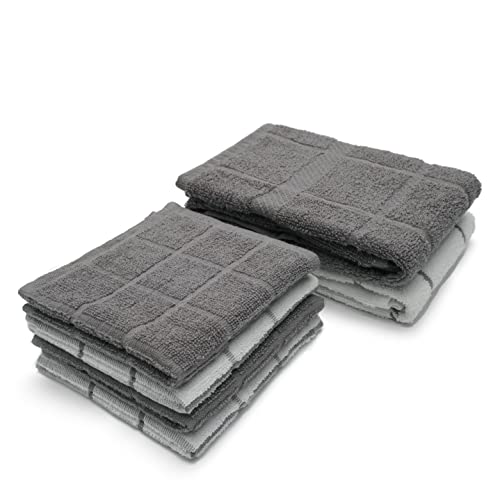 100% Cotton Terry Dish Cloth & Dish Towel, 6 Pack, Super Soft and Absorbent Kitchen Towels, Perfect for Kitchen Cleaning and Dish Washing (Grey (DT and DC Combo)) - color: Grey (Dt and DC Combo)