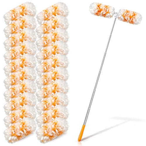 Gelibo 6ft Extendable Duster Handle with 20 Refills,Compatible with Swiffer,360°Rotating Ceiling Fan Dusters with Lock,Heavy Duty Microfiber Dusting Pads for Home Cleaning,Blinds,Hard-to-Reach Areas - style: 6ft Extendable Duster Handle with 20 Refills