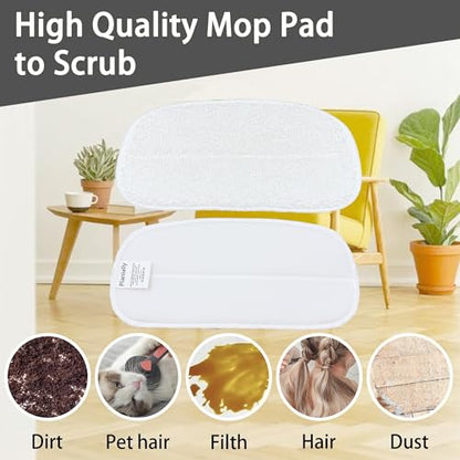 Reusable Steam Mop Pads Set, 5 Pack Steam Mop Pads & 5 Universal Microfiber Cloths, Compatible with KGHKGH, Sprobil, Rvwsx Steam Mops or Cleaners, Washable Replacement Pads for Floor Cleaning - color: white 10