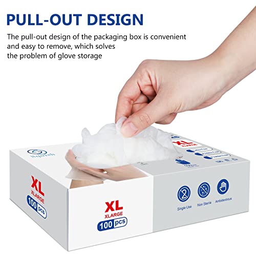 squish Disposable Gloves,Clear Vinyl Gloves Latex Free Powder-Free Glove Cleaning Health Gloves for Kitchen Cooking Cleaning Food Handling, 100PCS/Box, X-Large - size: X-Large (Pack of 100)