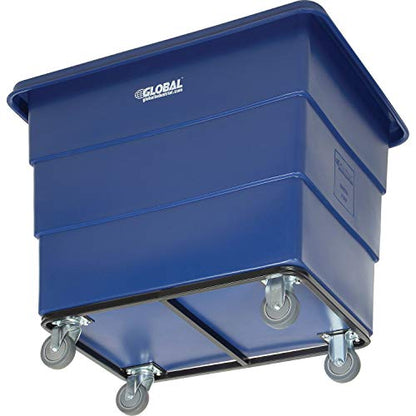Global Industrial 12 Bushel Plastic Bulk Box Truck, Steel Chassis Base, 1000 lbs. Capacity, 4" Non-Maring Rubber Casters, Blue, 38-2/5"L x 28-9/10"W x 33" H - color: Blue