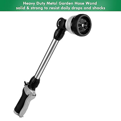RESTMO Metal Watering Wand, Heavy Duty Garden Hose Wand with 180° Swivel Ratcheting Head, 16'' Hose Nozzle Sprayer with 7 Spray Patterns and Flow Control, for Water Hanging Baskets and Shrubs, Black - color: Black