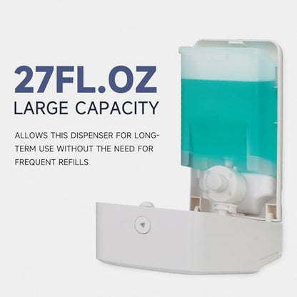 AIKE Wall Mount Liquid Soap Dispenser for Commercial Bathroom 27oz Large Capacity Manual Push Pump Original White - color: White
