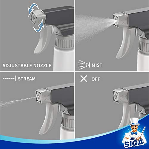 MR.SIGA 16 oz Empty Plastic Spray Bottles for Cleaning Solutions, Heavy Duty Household Reusable Spray Bottles with Measurements and Adjustable Leak Proof Nozzle, 3 Pack - size: 470ml, 3 Pack