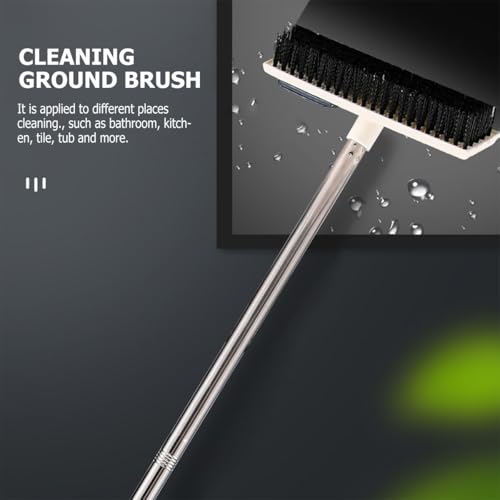 Cabilock Floor Scrubber Brush with Telescopic Handle 2-in-1 Stiff Bristle Scraping Cleaning Brush for Bathroom and Kitchen Tile Crevices Household Use