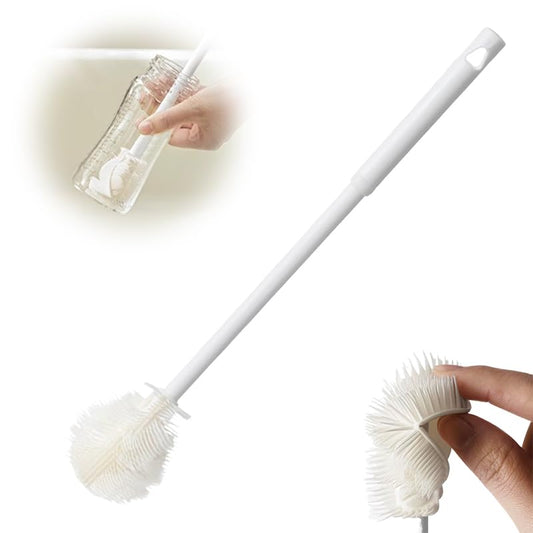 360° Flexible Silicone Bottle Brush with Long Handle, 2026 New Bottle Brush Cleaner Deep Cleaning Brush for Narrow Neck Bottles, Water Bottles and Travel Mugs (White-1PCS) - color: White-1pcs
