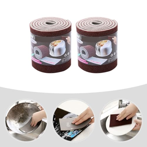 FRCOLOR Multi-Function Emery Scrub Sponges 2 Rolls Household Dishwashing Replaceable Nano Carborundum Sponge Kitchen Cleaning Tool