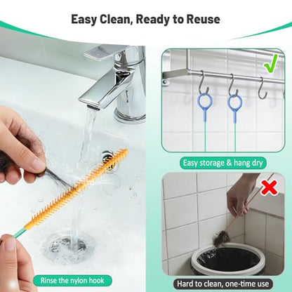 Drain Snake Hair Drain Clog Remover (5 Pack), 2026 Upgraded 30-Inch Reusable Sink Snake – Anti-Break Metal Core & Nylon Layer, Flexible Drain Cleaner Tool for Bathroom Sink, Tub, Shower Pipe Clogs