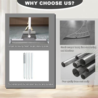 Squeegee Broom for Floor Shower Squeegee with Long Handle Rubber Wiper for Bathroom Tile Shower Glass Car Window Deck Patio Cleaning