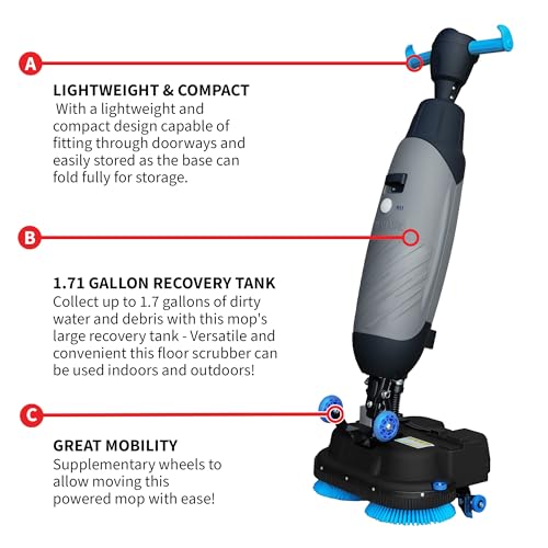 Electric Floor Scrubber Cleaner with 18” Power Mop Brushes Cordless 36V Battery Powered