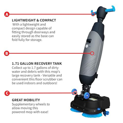 Electric Floor Scrubber Cleaner with 18” Power Mop Brushes Cordless 36V Battery Powered