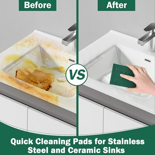 YoleShy 40 Pcs Scouring Pad, Dish Scrubber Scouring Pads,4 x 6 inch Green Reusable Household Scrub Pads for Dishes, Kitchen Scrubbers & Metal Grills - color: 40 Pcs