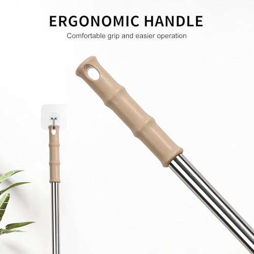 Extendable Cleaning Duster 94 Inch - Long Telescoping Ostrich Feather Dusters with Stainless Steel Extension Pole for High Ceiling Fan, High Ceilings,Roof Dusting - color: Natural-94in-stylee