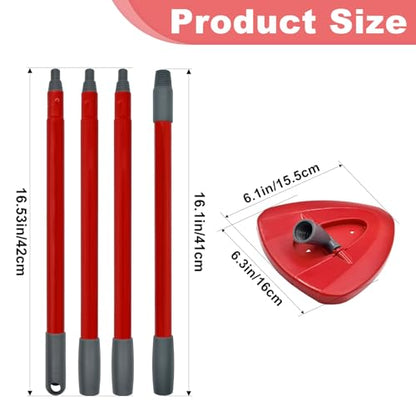 Mop Handle for Ocedar,Spin Mop Replacement Head Base Compatible with O Cedar,4-Section Spin Mop Handles and Base for EasyWring Spin Mop - color: RED-2