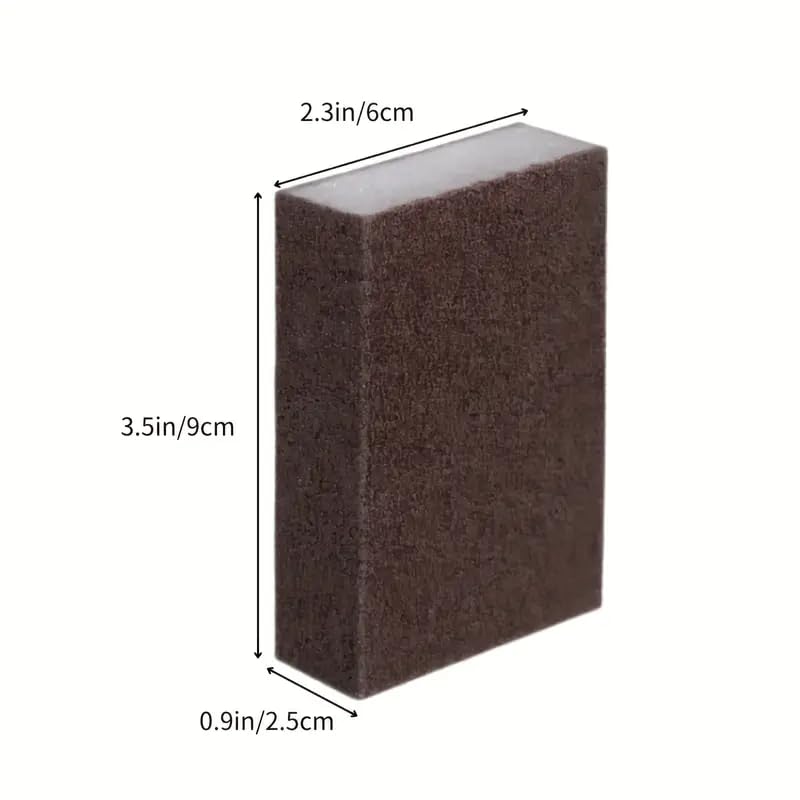 Sponge Brush Brown - Heavy Duty Non-Electric Scale and Rust Removal Brush, Suitable for Kitchen, Bathroom, Toilet, Floor and Outdoor Cleaning 2Pcs
