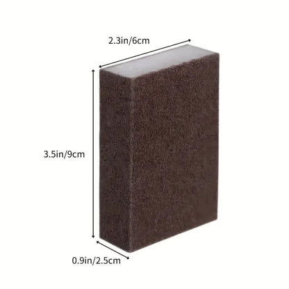 Sponge Brush Brown - Heavy Duty Non-Electric Scale and Rust Removal Brush, Suitable for Kitchen, Bathroom, Toilet, Floor and Outdoor Cleaning 2Pcs