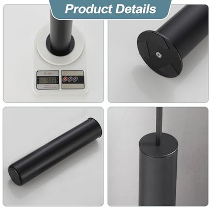 BGL Toilet Brush and Holder Set, Heavy Duty 304 Stainless Steel, Round Base and Long Handle for Bathroom Deep Cleaning, Drip-Proof, Space Saving for Storag, Black - color: Matte Black