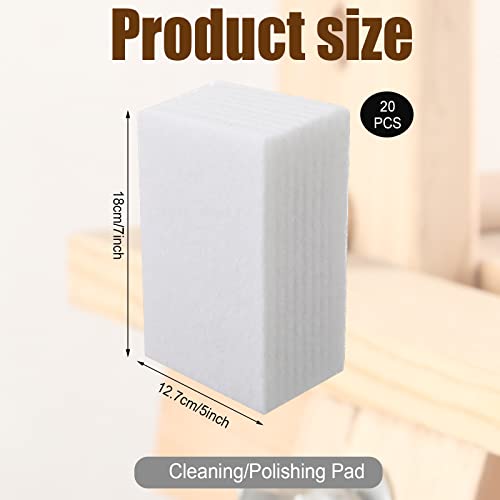 20 Pieces White Scrubbing Pad Non Scratch Scouring Pads Non Woven Scouring Sponge Multipurpose Abrasive Multi Surface Scrubber for Cleaning Polishing Home(5 x 7 Inch) - size: 5 x 7 Inch