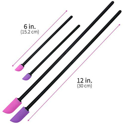 S&T INC. Makeup Spatula, Large and Mini Silicone Spatula Set for Cosmetics, Shampoo, Hair Care, and Skin Care Products, 4 Piece Set, Pink/Purple - color: Pink/Purple, size: 4 Pack